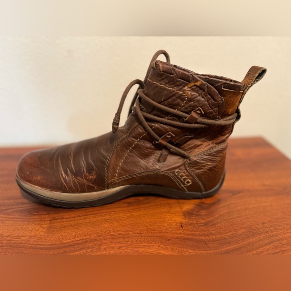 Earth Boots Vintage Womens Leather Trekking Boots Size 9.5 B Dark Peanut Scenic - Picture 5 of 10